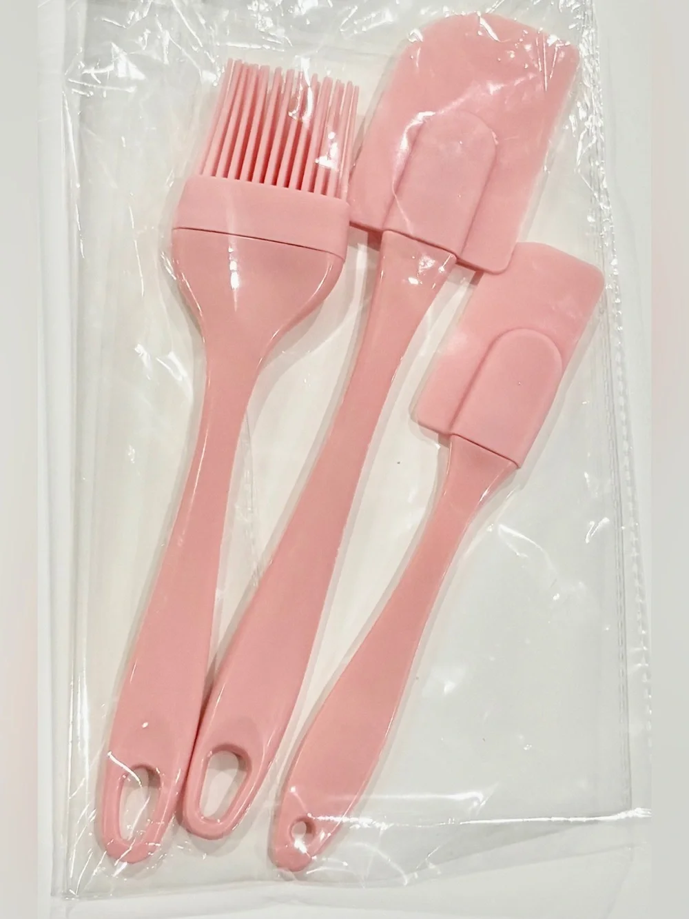 Pink Silicone Baking Tool Set - 3 Piece, Including Two Spatulas and One Brush